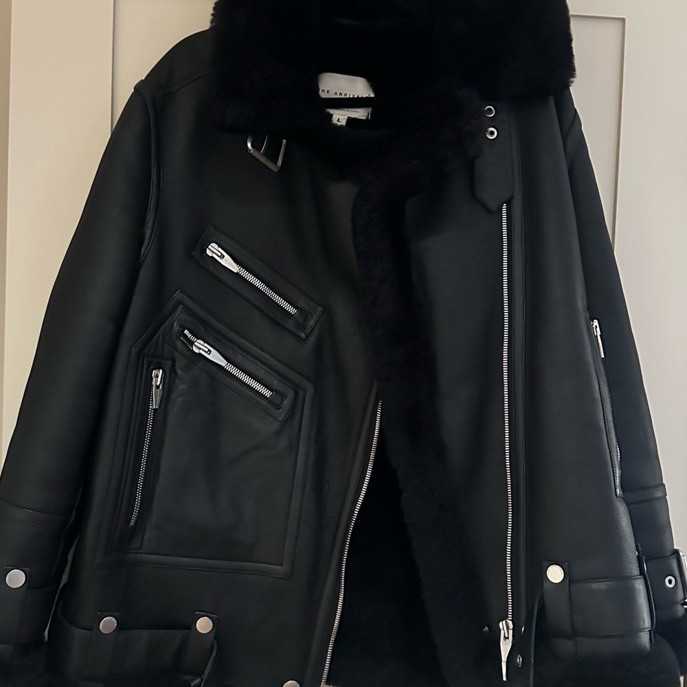 The Arrivals Black Leather Shearling Moya Jacket